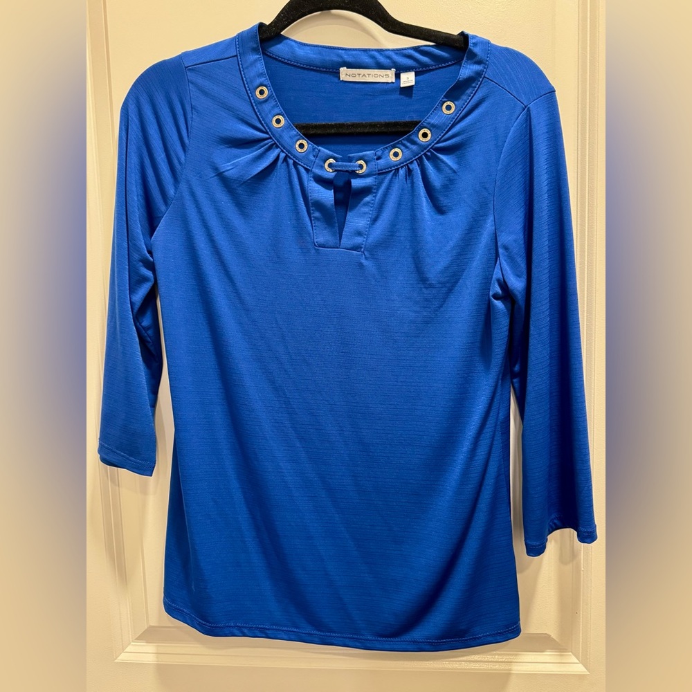 Notations Royal Blue Eyelet Blouse